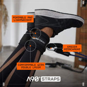 Train legs and rehab wrists anywhere with A90 Ankle Straps. Comes with 2 straps and video workouts.