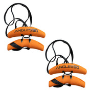 A pair of orange and black A90 Buddy Sets for enhancing grip/pull power and reducing joint stress during pull-up or lifting exercises with adjustable straps, isolated on a white background.