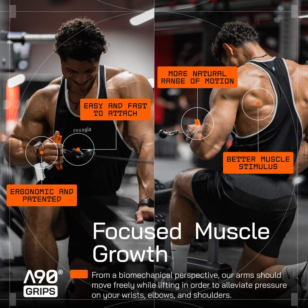 Maximize workouts with A90 Grips. Boost grip power, reduce joint stress, and access video tips.