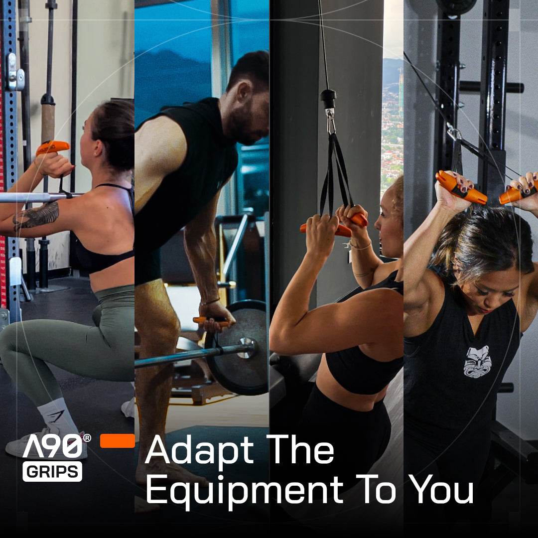 Get A90 Grips for enhanced muscle stimuli, reduced joint stress, and grip power—video tips included.
