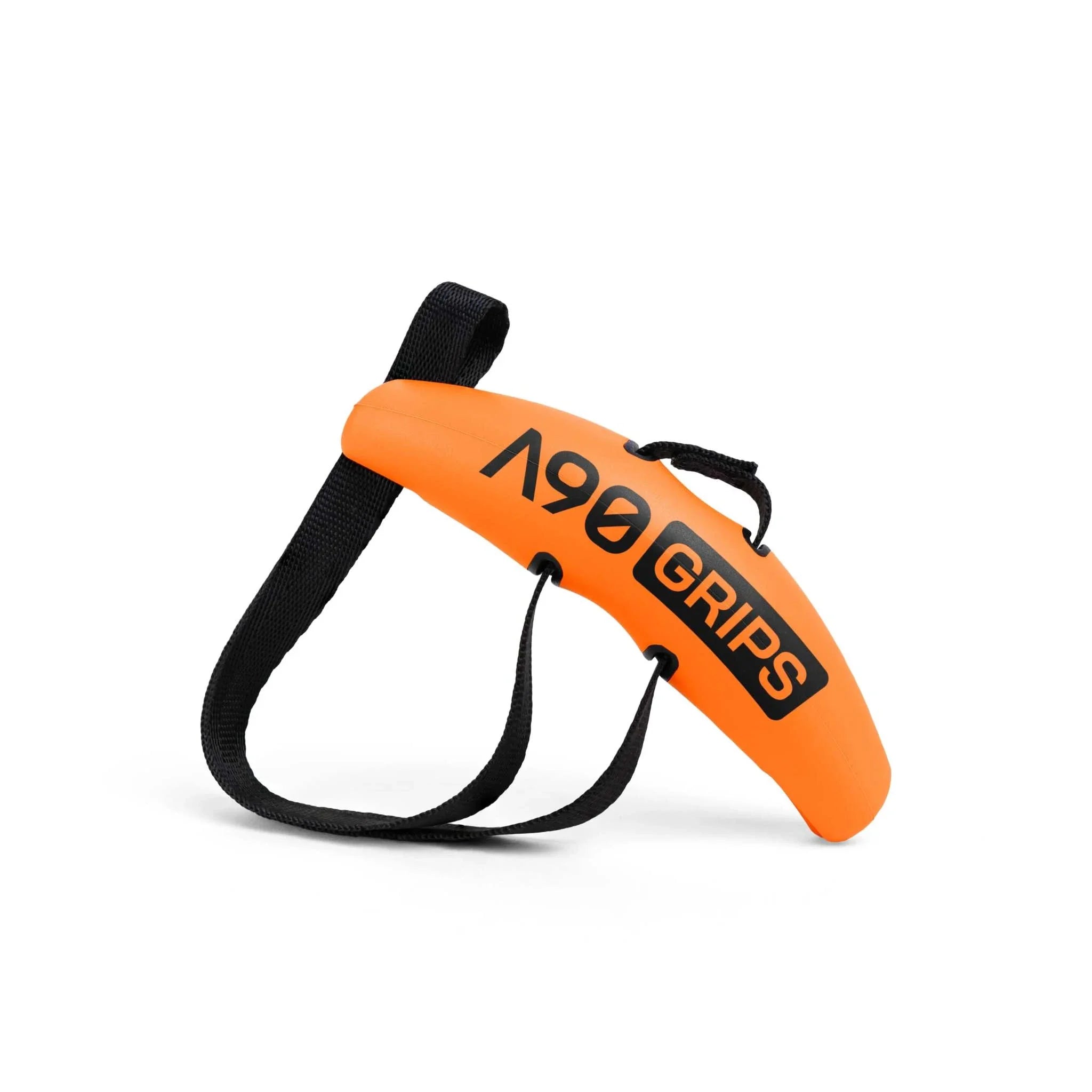 Orange A90 Grips designed for ergonomic hand positioning and reducing joint stress during workouts.