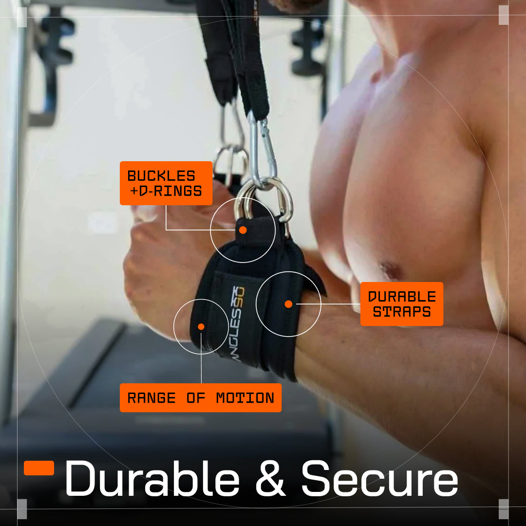 Level up your resistance training with A90 Ankle Straps. Ideal for curls, kicks, and rehab work.