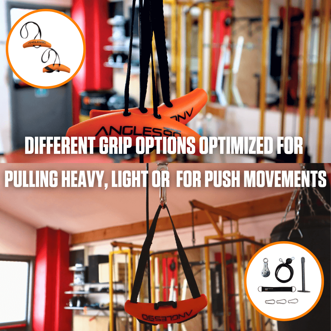 A variety of gym cable attachments, including A90 Cable Pulley Sets, offer different grip options for optimized workout experiences, suitable for heavy pulling, light exercises, or push movements.