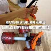 Upgrade your workout: swap out old rope handles with A90 Cable Pulley Set and step up the weight with fresh dumbbell and kettlebell replacements.