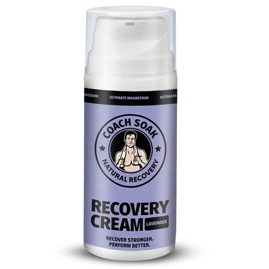 Ease sore muscles and reduce recovery time with Coach Soak Magnesium Recovery Cream—built for post-workout relief.